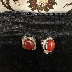 Silver Earrings with Carnelian stones
